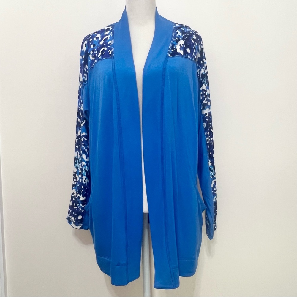 NWOT Isaac Mizrahi Live Soho Baby French Terry Open Front Cardigan Cruise Resort - Picture 4 of 12
